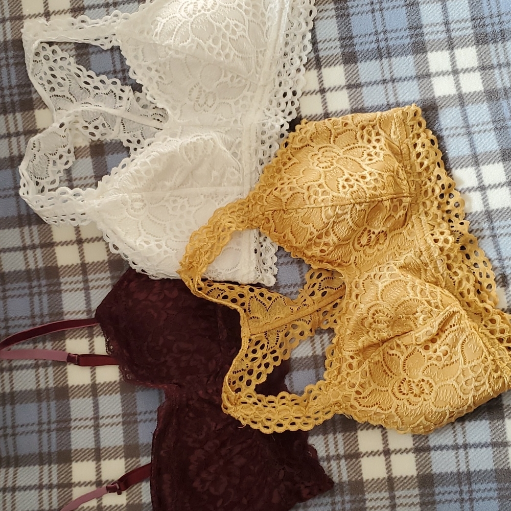 Three bralettes
